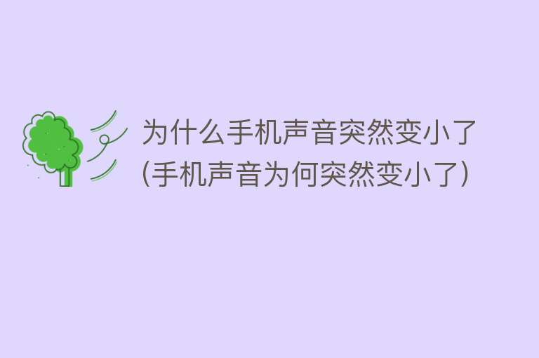 为什么手机声音突然变小了(手机声音为何突然变小了)