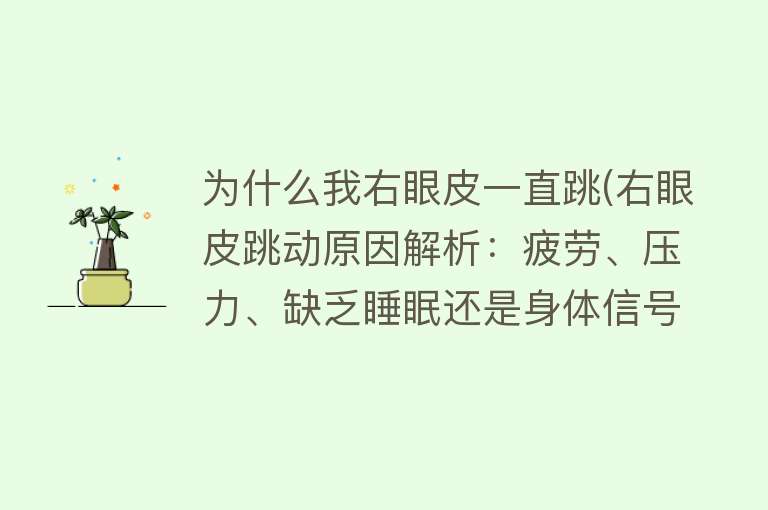 为什么我右眼皮一直跳(右眼皮跳动原因解析：疲劳、压力、缺乏睡眠还是身体信号？)