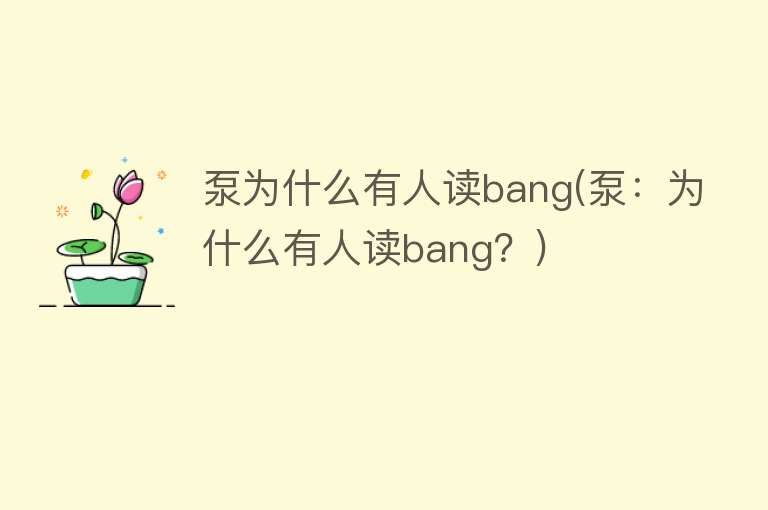 泵为什么有人读bang(泵：为什么有人读bang？)