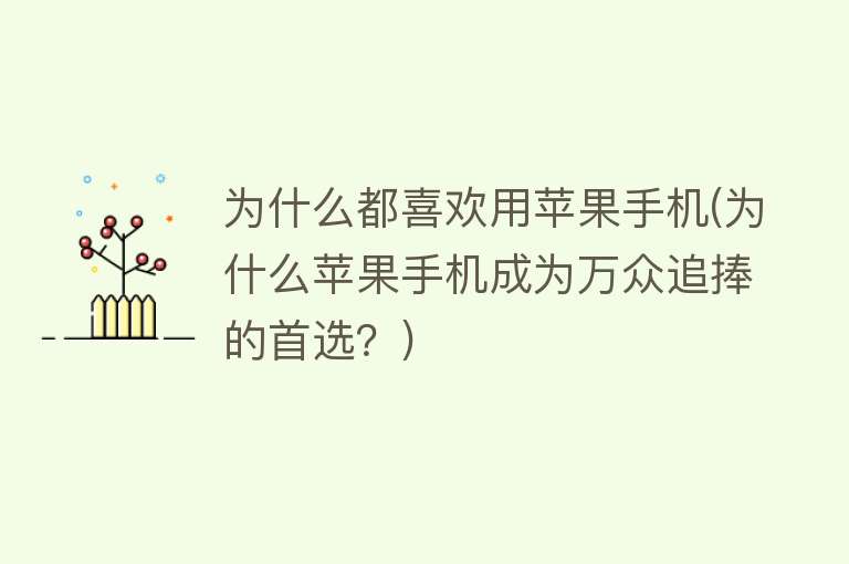 为什么都喜欢用苹果手机(为什么苹果手机成为万众追捧的首选？)