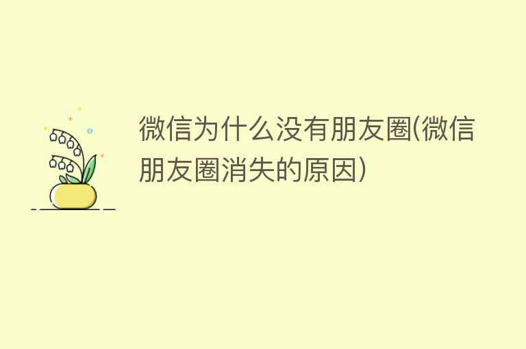 微信为什么没有朋友圈(微信朋友圈消失的原因)