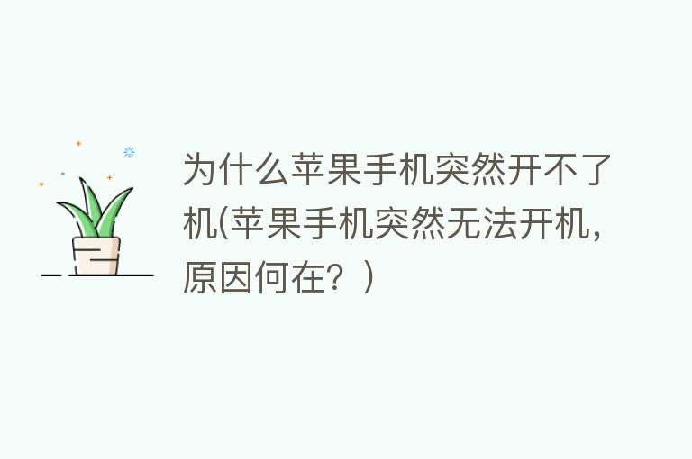 为什么苹果手机突然开不了机(苹果手机突然无法开机，原因何在？)