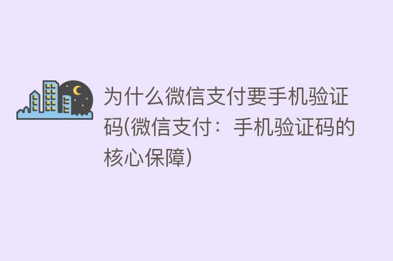 为什么微信支付要手机验证码(微信支付：手机验证码的核心保障)