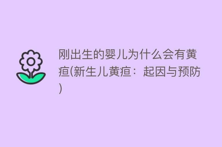 刚出生的婴儿为什么会有黄疸(新生儿黄疸：起因与预防)