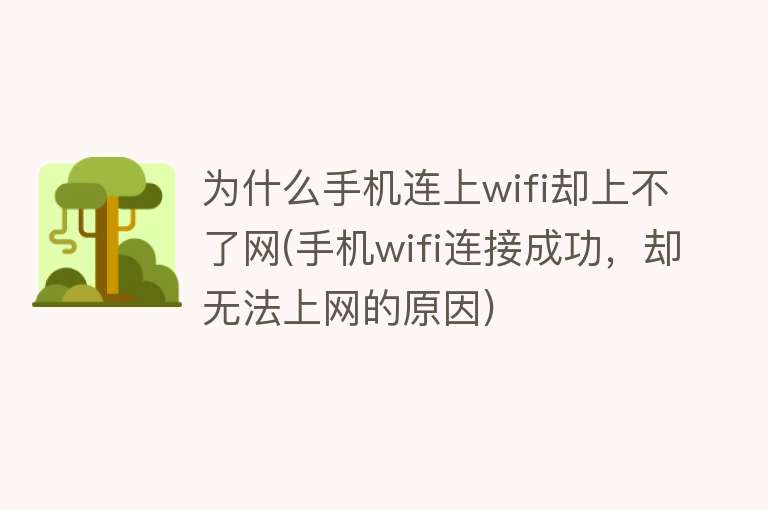 为什么手机连上wifi却上不了网(手机wifi连接成功，却无法上网的原因)