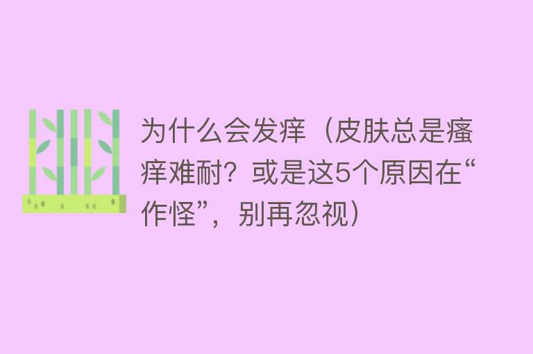 为什么会发痒（皮肤总是瘙痒难耐？或是这5个原因在“作怪”，别再忽视）