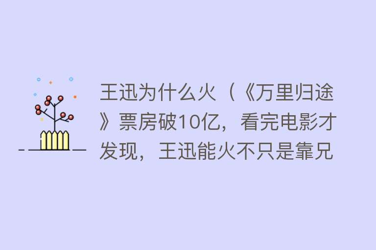 王迅为什么火（《万里归途》票房破10亿，看完电影才发现，王迅能火不只是靠兄弟）