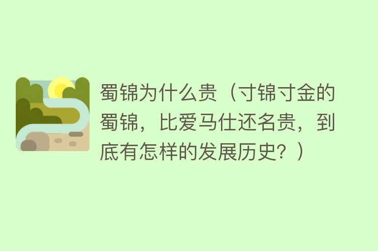 蜀锦为什么贵（寸锦寸金的蜀锦，比爱马仕还名贵，到底有怎样的发展历史？）