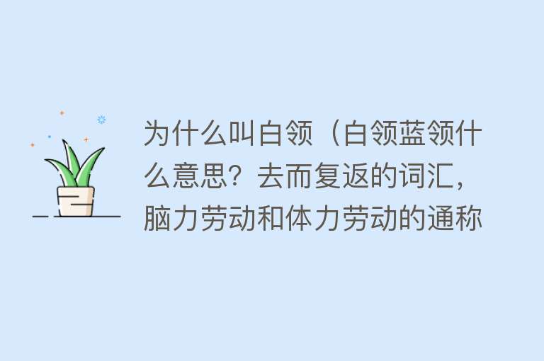 为什么叫白领（白领蓝领什么意思？去而复返的词汇，脑力劳动和体力劳动的通称）