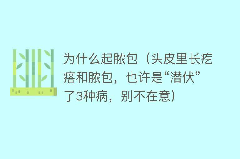 为什么起脓包（头皮里长疙瘩和脓包，也许是“潜伏”了3种病，别不在意）