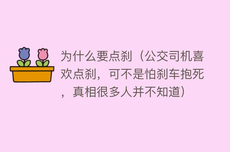 为什么要点刹（公交司机喜欢点刹，可不是怕刹车抱死，真相很多人并不知道）