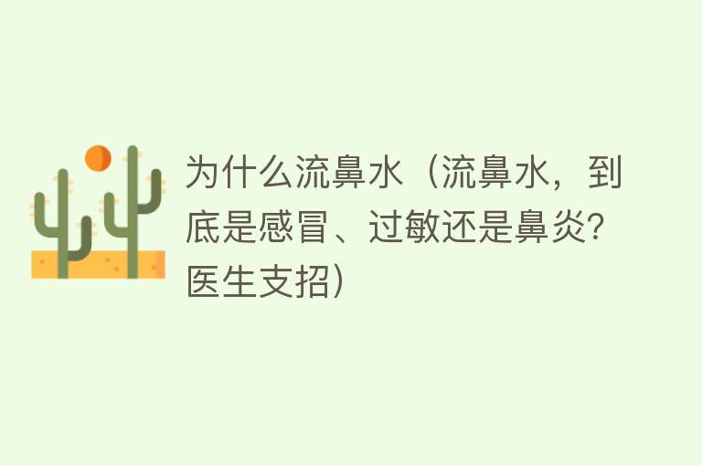 为什么流鼻水（流鼻水，到底是感冒、过敏还是鼻炎？医生支招）