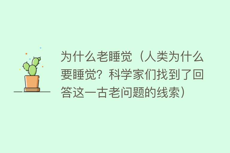 为什么老睡觉（人类为什么要睡觉？科学家们找到了回答这一古老问题的线索）