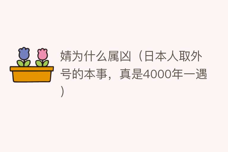 婧为什么属凶（日本人取外号的本事，真是4000年一遇）