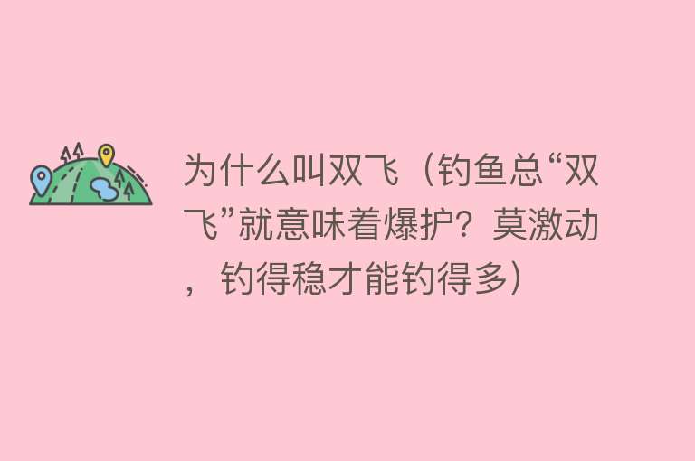 为什么叫双飞（钓鱼总“双飞”就意味着爆护？莫激动，钓得稳才能钓得多）