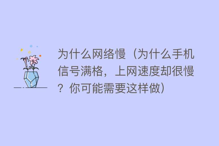 为什么网络慢（为什么手机信号满格，上网速度却很慢？你可能需要这样做）