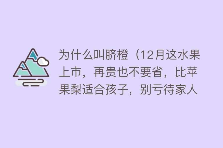 为什么叫脐橙（12月这水果上市，再贵也不要省，比苹果梨适合孩子，别亏待家人）