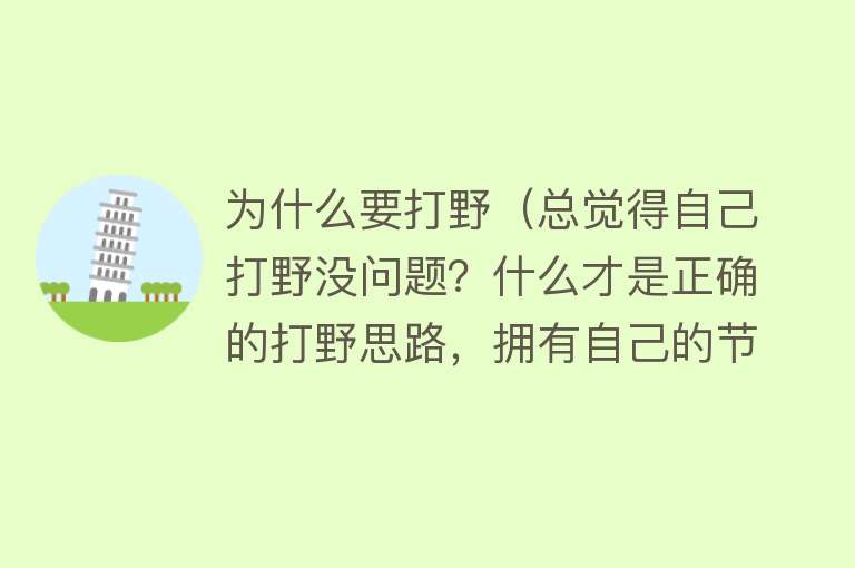 为什么要打野（总觉得自己打野没问题？什么才是正确的打野思路，拥有自己的节奏）