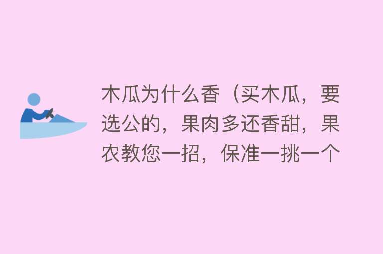 木瓜为什么香（买木瓜，要选公的，果肉多还香甜，果农教您一招，保准一挑一个准）