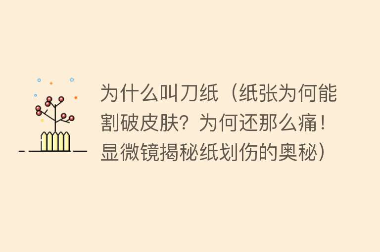 为什么叫刀纸（纸张为何能割破皮肤？为何还那么痛！显微镜揭秘纸划伤的奥秘）