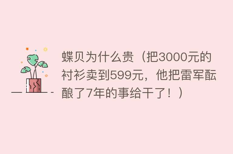 蝶贝为什么贵（把3000元的衬衫卖到599元，他把雷军酝酿了7年的事给干了！）