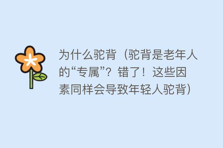 为什么驼背（驼背是老年人的“专属”？错了！这些因素同样会导致年轻人驼背）