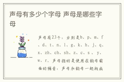 声母有多少个字母（声母是哪些字母）