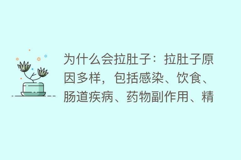 为什么会拉肚子：拉肚子原因多样，包括感染、饮食、肠道疾病、药物副作用、精神因素等。