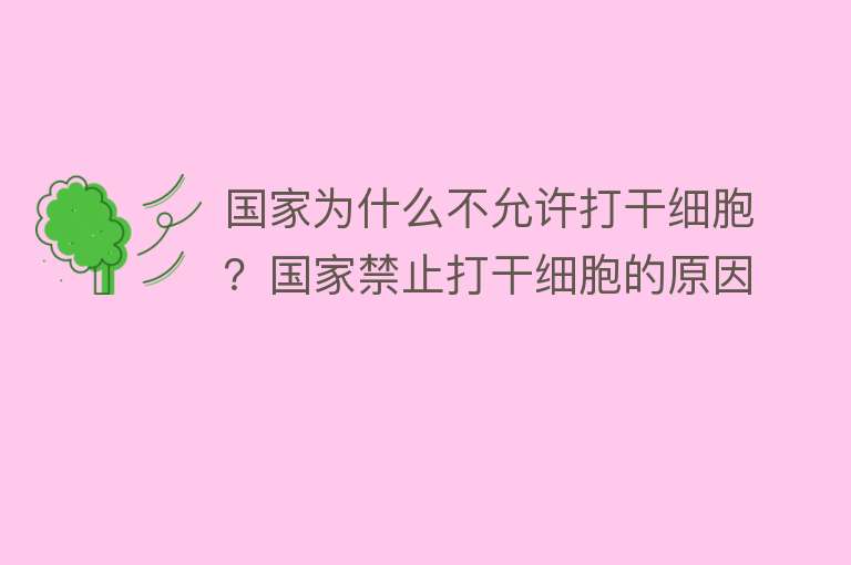 国家为什么不允许打干细胞？国家禁止打干细胞的原因