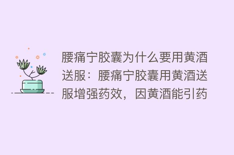 腰痛宁胶囊为什么要用黄酒送服：腰痛宁胶囊用黄酒送服增强药效，因黄酒能引药归经、舒筋活络等