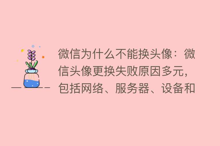 微信为什么不能换头像：微信头像更换失败原因多元，包括网络、服务器、设备和账号问题