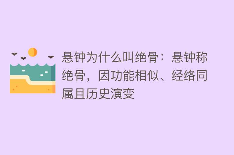 悬钟为什么叫绝骨：悬钟称绝骨，因功能相似、经络同属且历史演变