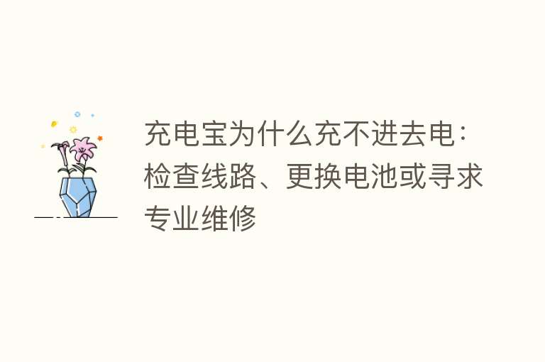 充电宝为什么充不进去电：检查线路、更换电池或寻求专业维修