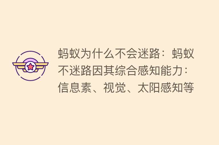 蚂蚁为什么不会迷路：蚂蚁不迷路因其综合感知能力：信息素、视觉、太阳感知等