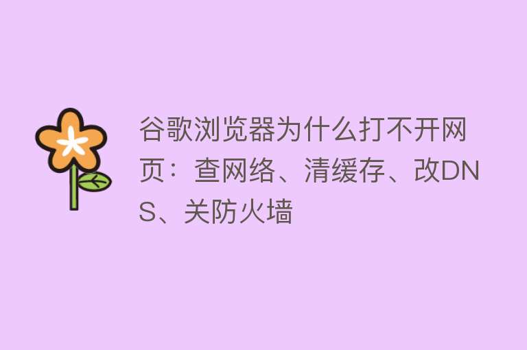 谷歌浏览器为什么打不开网页：查网络、清缓存、改DNS、关防火墙