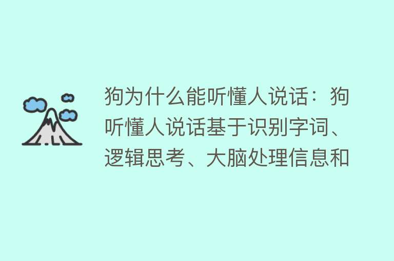 狗为什么能听懂人说话：狗听懂人说话基于识别字词、逻辑思考、大脑处理信息和对主人情绪的感知