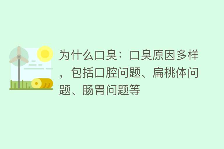 为什么口臭：口臭原因多样，包括口腔问题、扁桃体问题、肠胃问题等