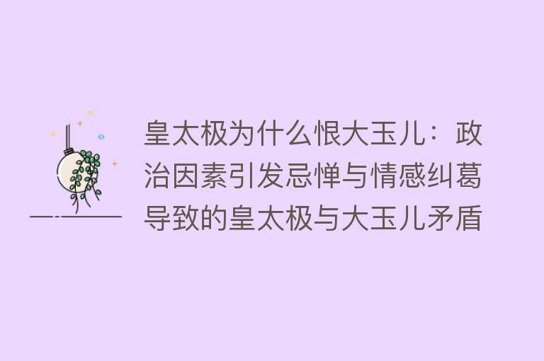 皇太极为什么恨大玉儿：政治因素引发忌惮与情感纠葛导致的皇太极与大玉儿矛盾