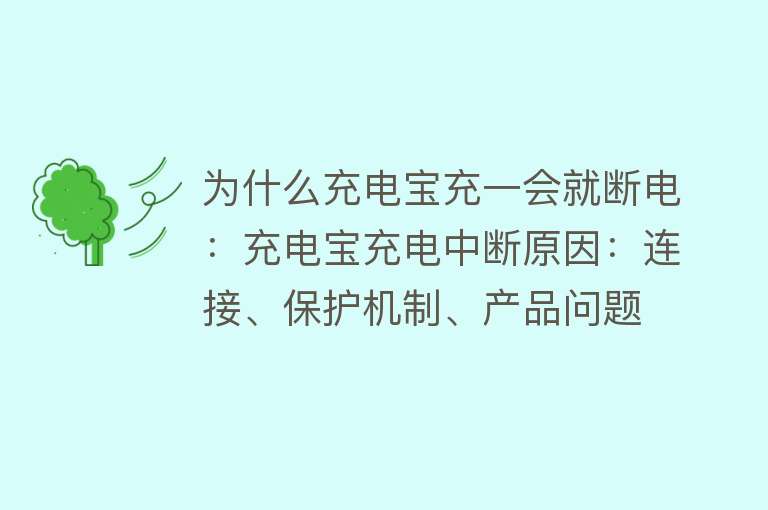 为什么充电宝充一会就断电：充电宝充电中断原因：连接、保护机制、产品问题