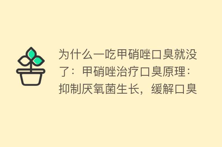 为什么一吃甲硝唑口臭就没了：甲硝唑治疗口臭原理：抑制厌氧菌生长，缓解口臭