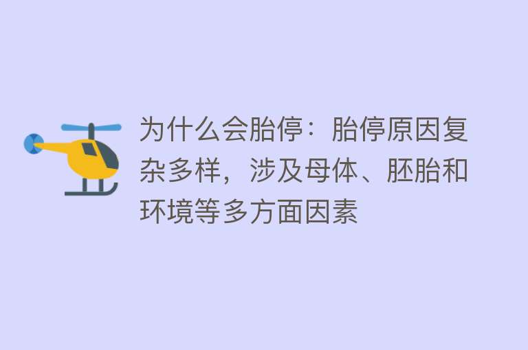 为什么会胎停：胎停原因复杂多样，涉及母体、胚胎和环境等多方面因素