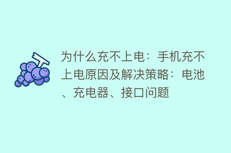 为什么充不上电：手机充不上电原因及解决策略：电池、充电器、接口问题