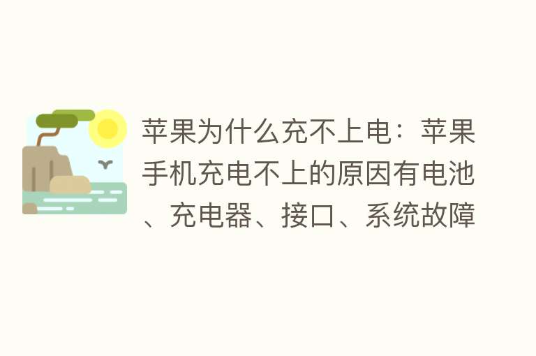 苹果为什么充不上电：苹果手机充电不上的原因有电池、充电器、接口、系统故障