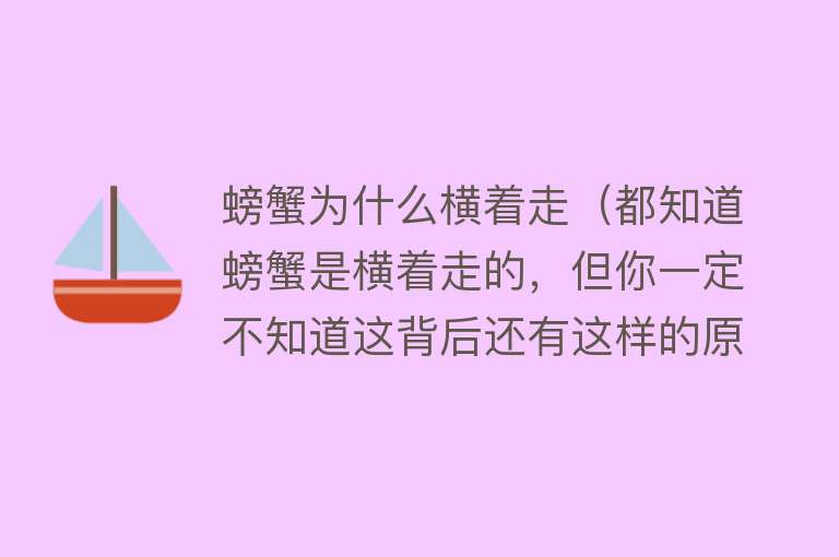 螃蟹为什么横着走（都知道螃蟹是横着走的，但你一定不知道这背后还有这样的原因）