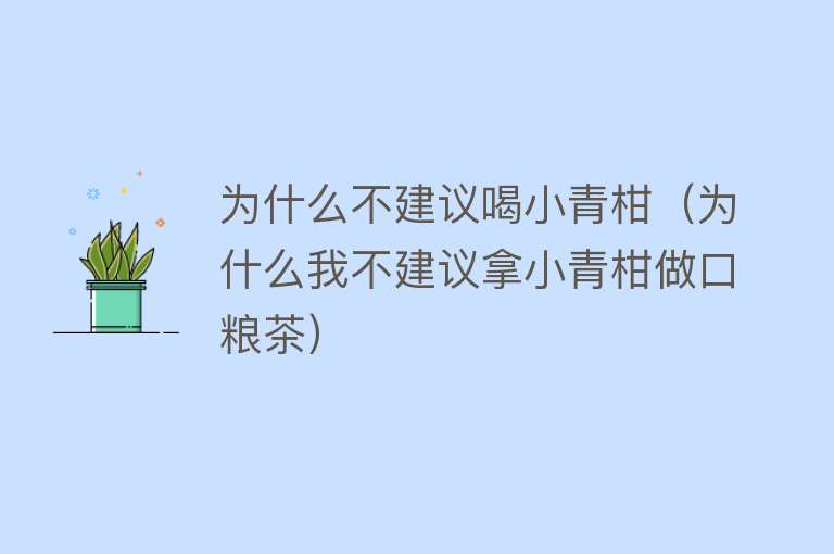 为什么不建议喝小青柑（为什么我不建议拿小青柑做口粮茶）