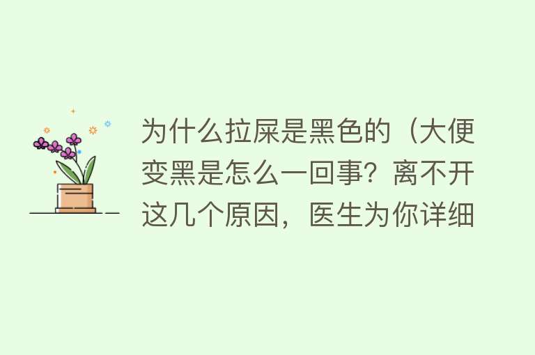 为什么拉屎是黑色的（大便变黑是怎么一回事？离不开这几个原因，医生为你详细讲解）