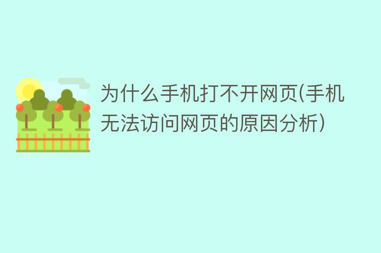 为什么手机打不开网页(手机无法访问网页的原因分析)