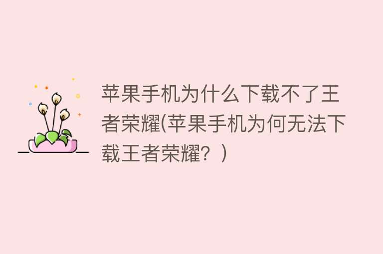 苹果手机为什么下载不了王者荣耀(苹果手机为何无法下载王者荣耀？)