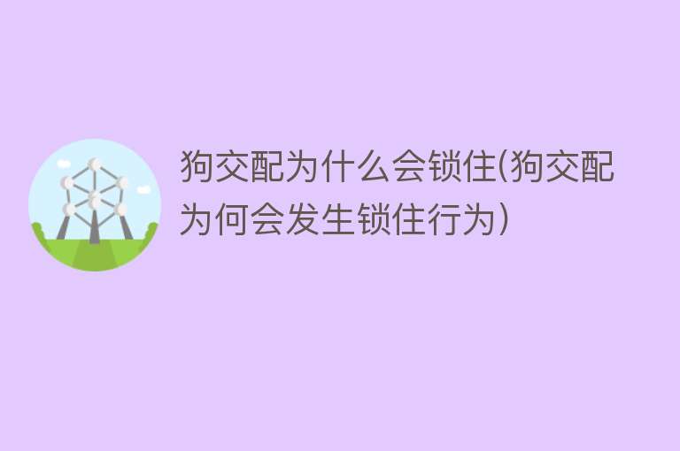 狗交配为什么会锁住(狗交配为何会发生锁住行为)