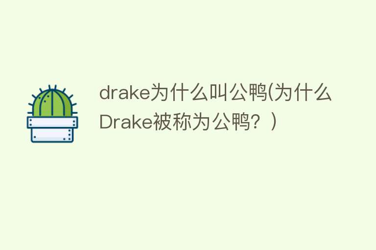 drake为什么叫公鸭(为什么Drake被称为公鸭？)